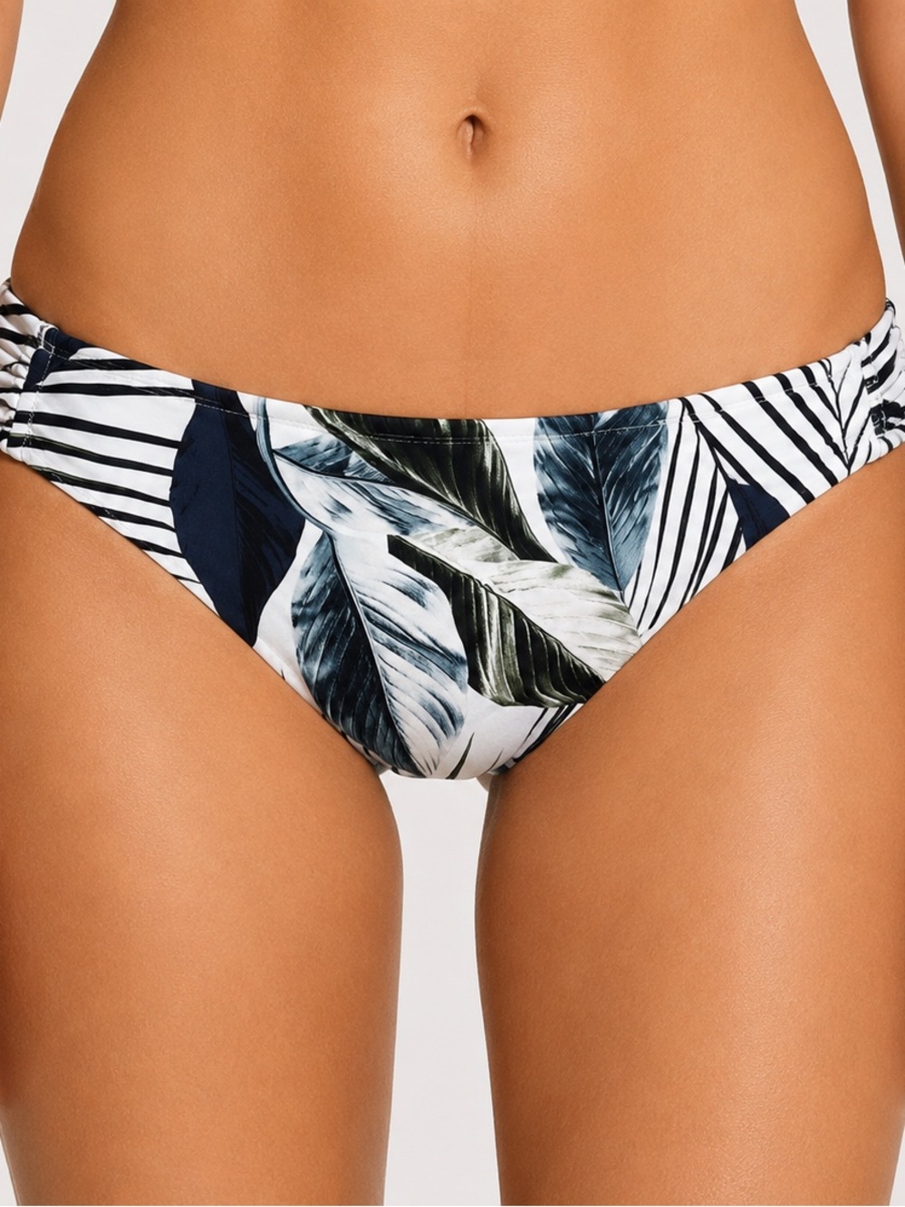 La Blanca bikini bottom navy black White tropical Leaf Print women Size 6 Medium